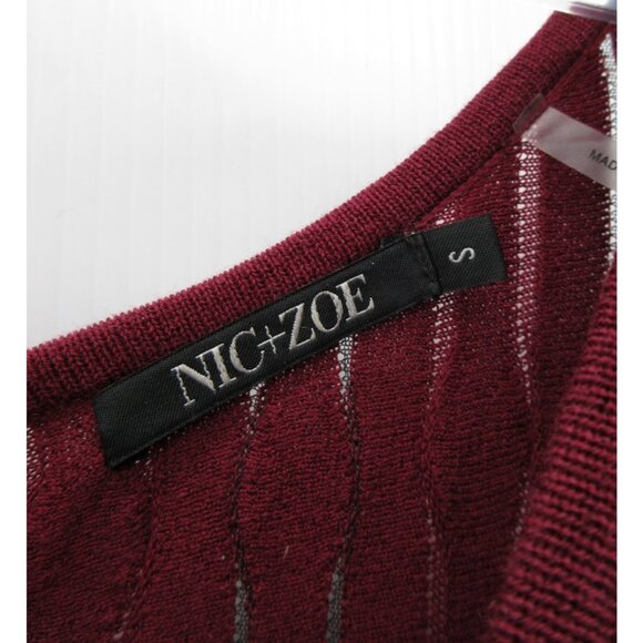 Nic Zoe Dress Small Red Fit Flare Sweater Classic Bell Sleeve - Picture 9 of 11